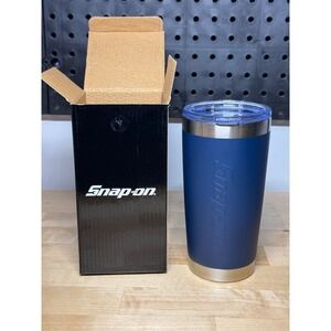 Snap-on Tools 20oz Insulated Stainless Steel Tumbler Cup Navy Blue Matte w Box